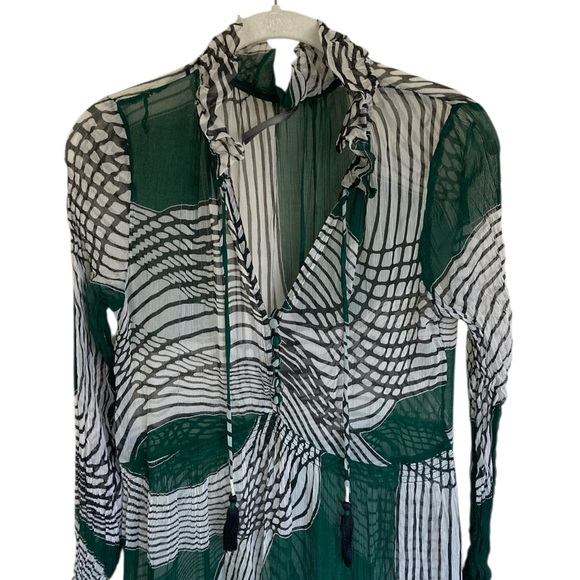 Anthropologie The Marais Gauze Maxi Dress Sz XXS Gray Green Boho - Picture 8 of 9